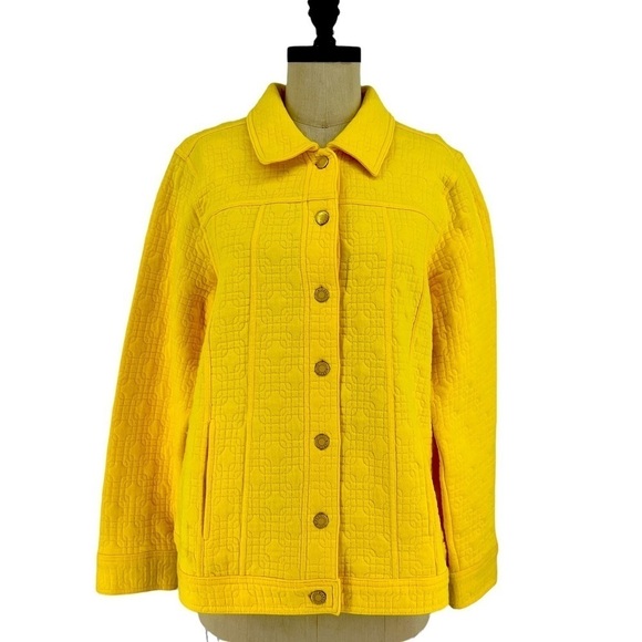 Isaac Mizrahi Live Jacket Quilted Button Up Neon Yellow Jacks Size 1X - Picture 1 of 11